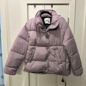 Zara Purple Puffer Jacket